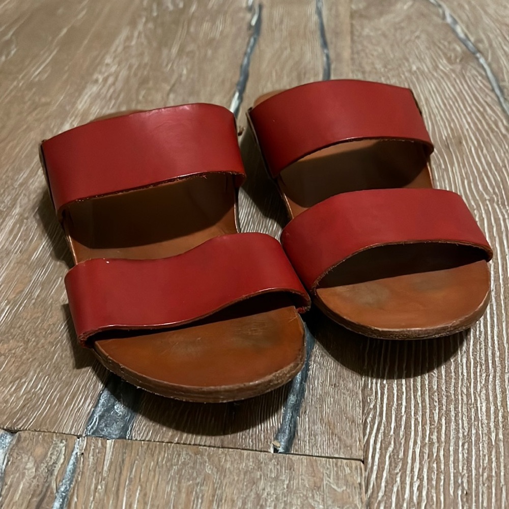 Red Leather Slides — Sandals from Urban Outfitters